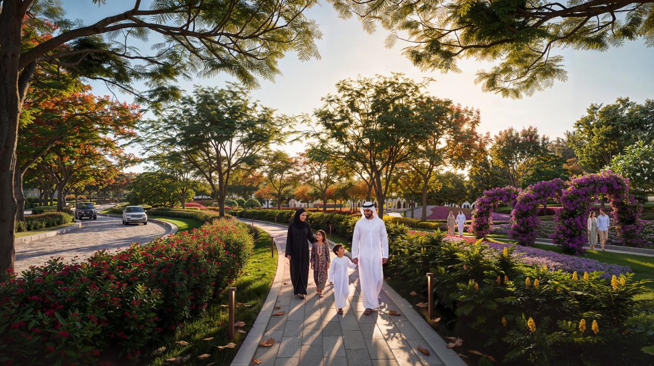 Azizi Florence Sharjah &mdash; a tree-lined promenade through the community