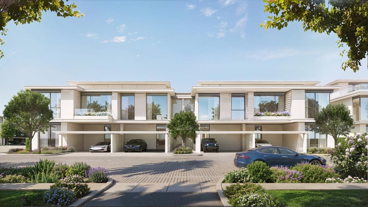 Azizi Florence Sharjah &mdash; a twin townhouse frontage with covered parking