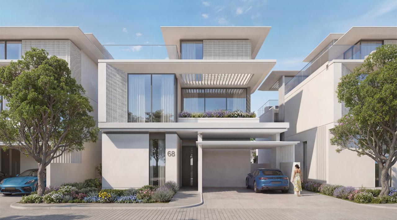 Azizi Florence Sharjah &mdash; a villa front elevation with covered parking