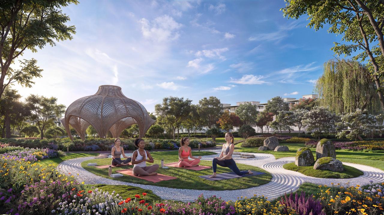 Azizi Florence Sharjah &mdash; the yoga lawn and garden pavilion